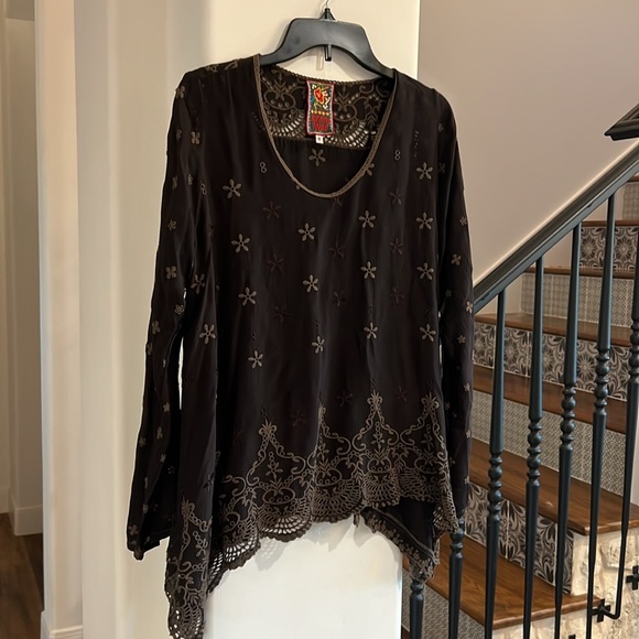 Johnny Was Brown Top Size Small - Picture 3 of 5